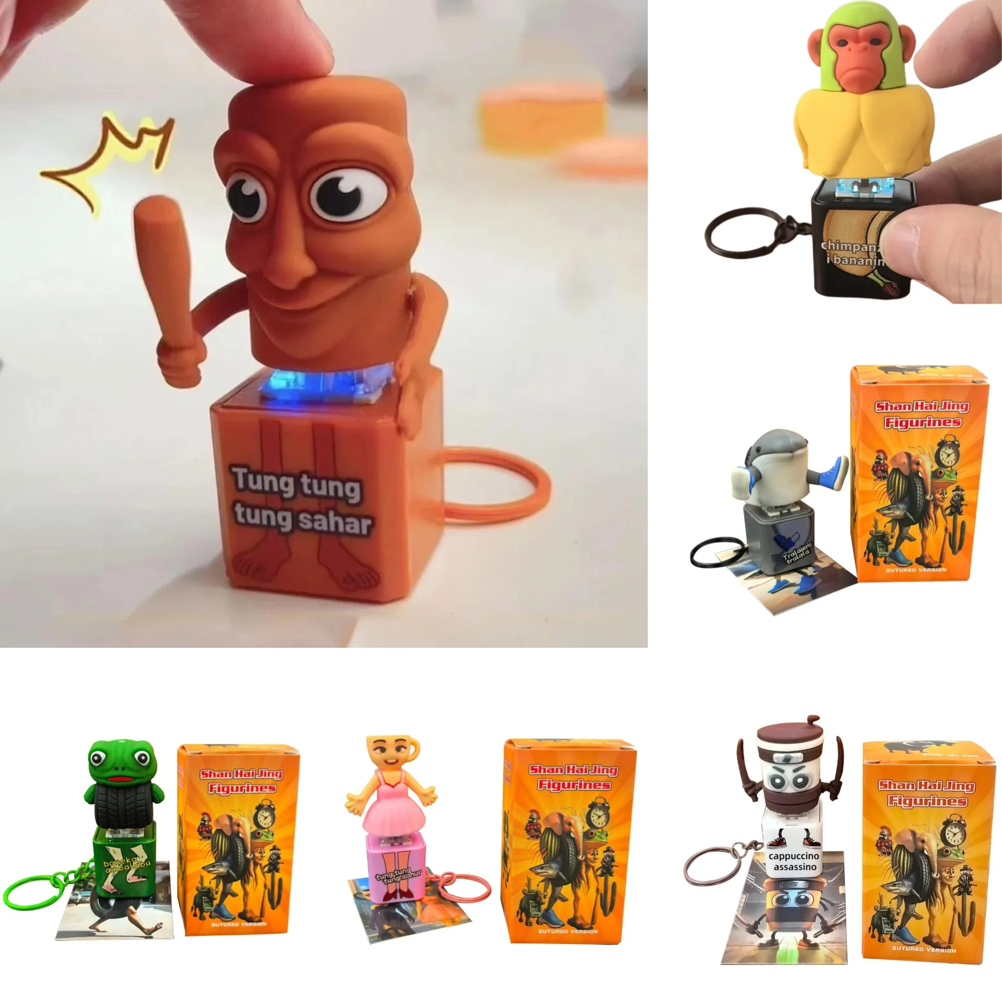 2025 New Tung Tung Tung Sahur Stickman Desktop Ornament Model Creative Quirky Press And Light Up Stress Relieving Toys Ornaments