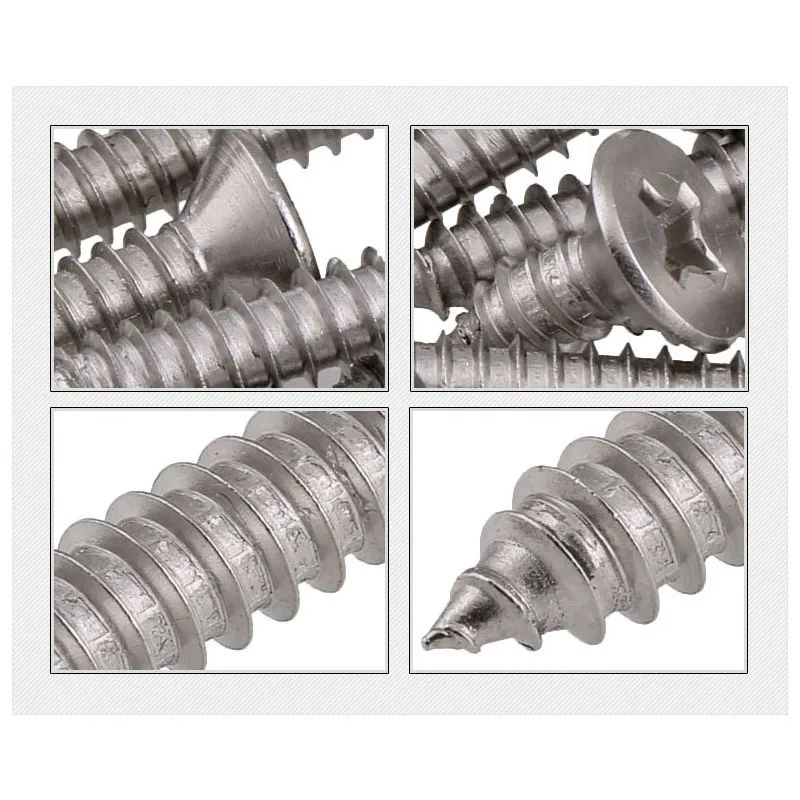 Acciaio inossidabile 316 M2 M2.2 M2.6 M3 M3.5 M4 M5 M6 Vite per legno autofilettante a testa svasata piatta Phillips di grado marino