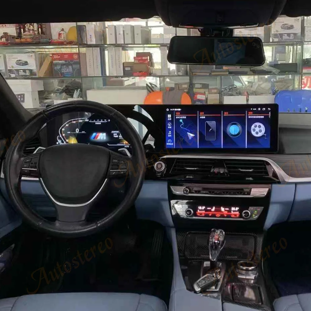 25 นิ้วหน้าจอคู่วัดระยะทาง CarPlay Android 14 สําหรับ BMW 5 Series M5 F10 F11 F18 CIC NBT รถมัลติมีเดีย Player รถนําทาง GPS