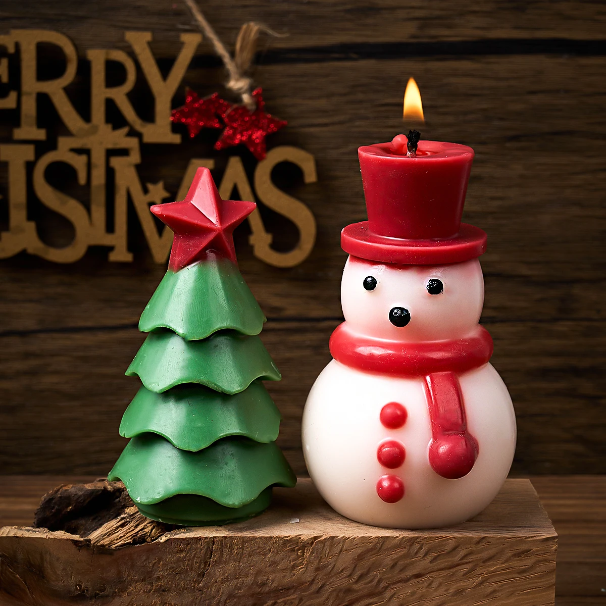 New Christmas Tree Snowman Silicone Mold DIY Aroma Candle Handmade Mould Gypsum Cement Pouring Christmas Mould 3D Ornament Craft