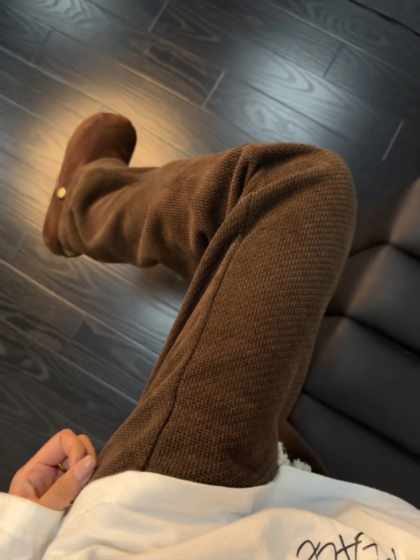 

Коричневые вельветовые брюки прямого кроя на флисовой подкладке для мужчин, осенне-зимние, с высокой талией, свободного кроя, удобные, модные