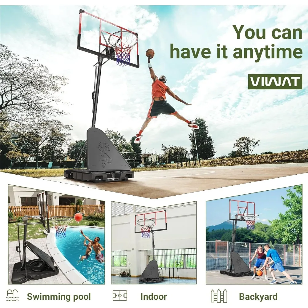 Aro de baloncesto ajustable para niños, 4,4-10 pies, interior/exterior, irrompible, 45 portería de tablero trasero con puerto de larga duración