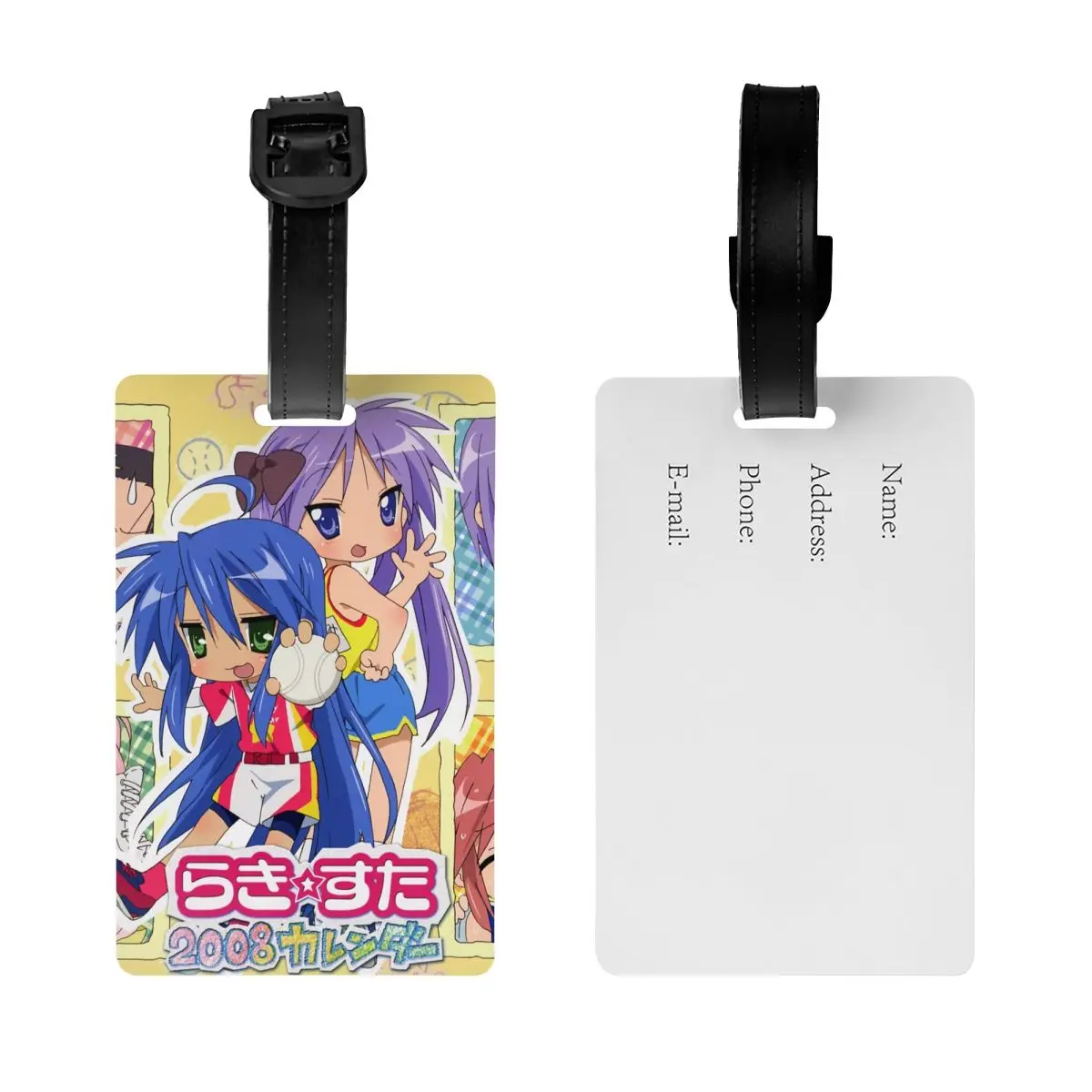 Custom Kawaii Lucky Star Anime Luggage Tag With Name Card Japanese Game Privacy Cover ID Label for Travel Bag Suitcase