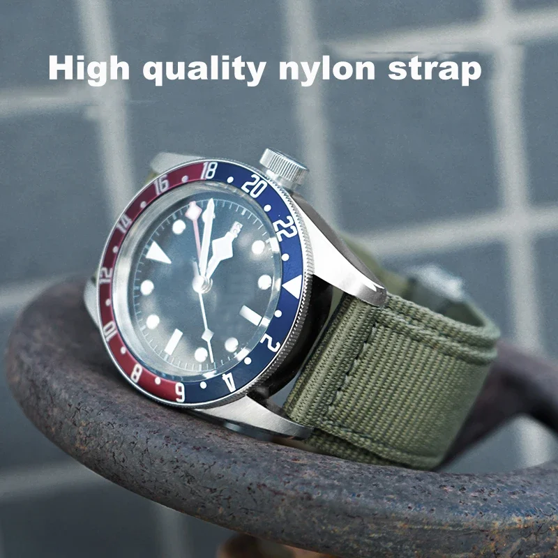 Waterproof Sweatproof Watch Strap Accessories 22 24mm Nylon Watchband for Breitling Bell Ross BR Hook and Loop Fastener Woven