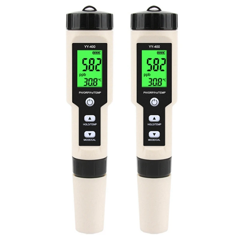 

2X New YY-400 Hydrogen Ion Concentration Water Quality Test Pen PH/ORP/H2 And TEM 4 In 1 Digital Drinking Water Meter