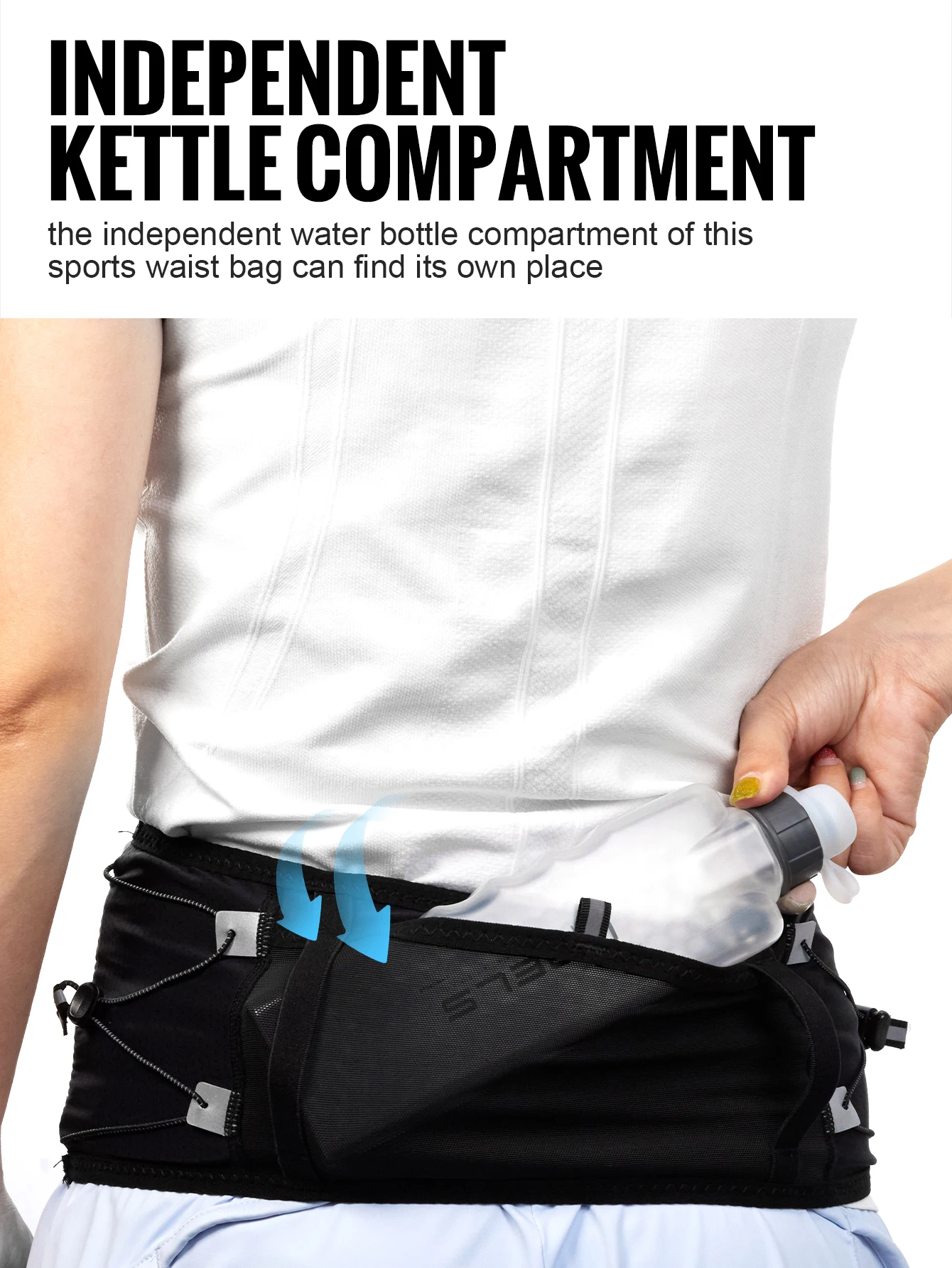 WRELS Elastischer Outdoor-Laufgürtel für Damen und Herren, Schlanke Sporttasche, Unsichtbare Hüfttasche, Leichter Fitness-Gürtel – Detail 5