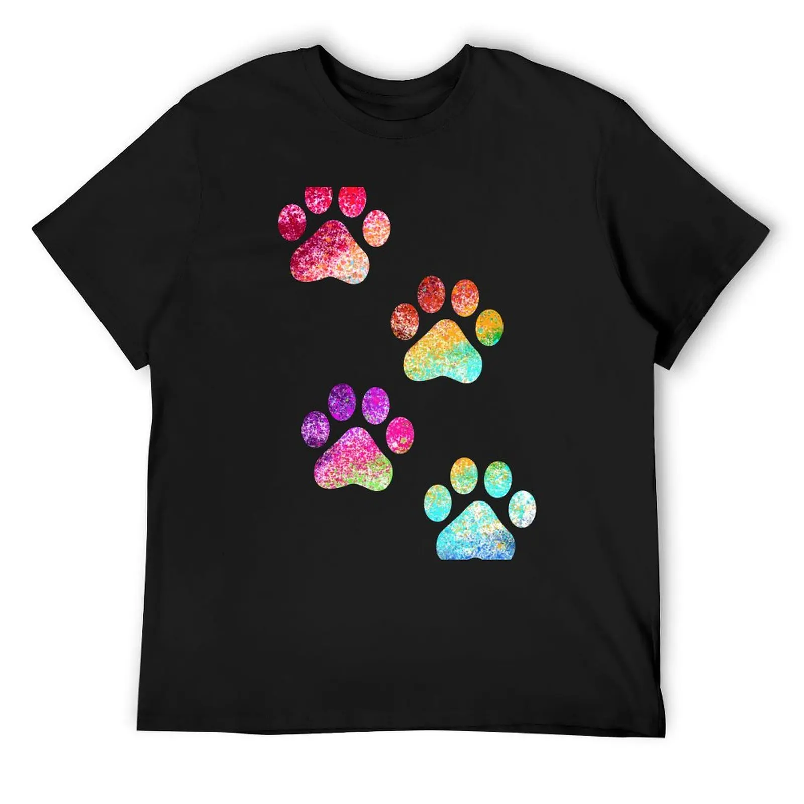 

Paw print T-Shirt funny shirt cotton plain plain black t shirts men