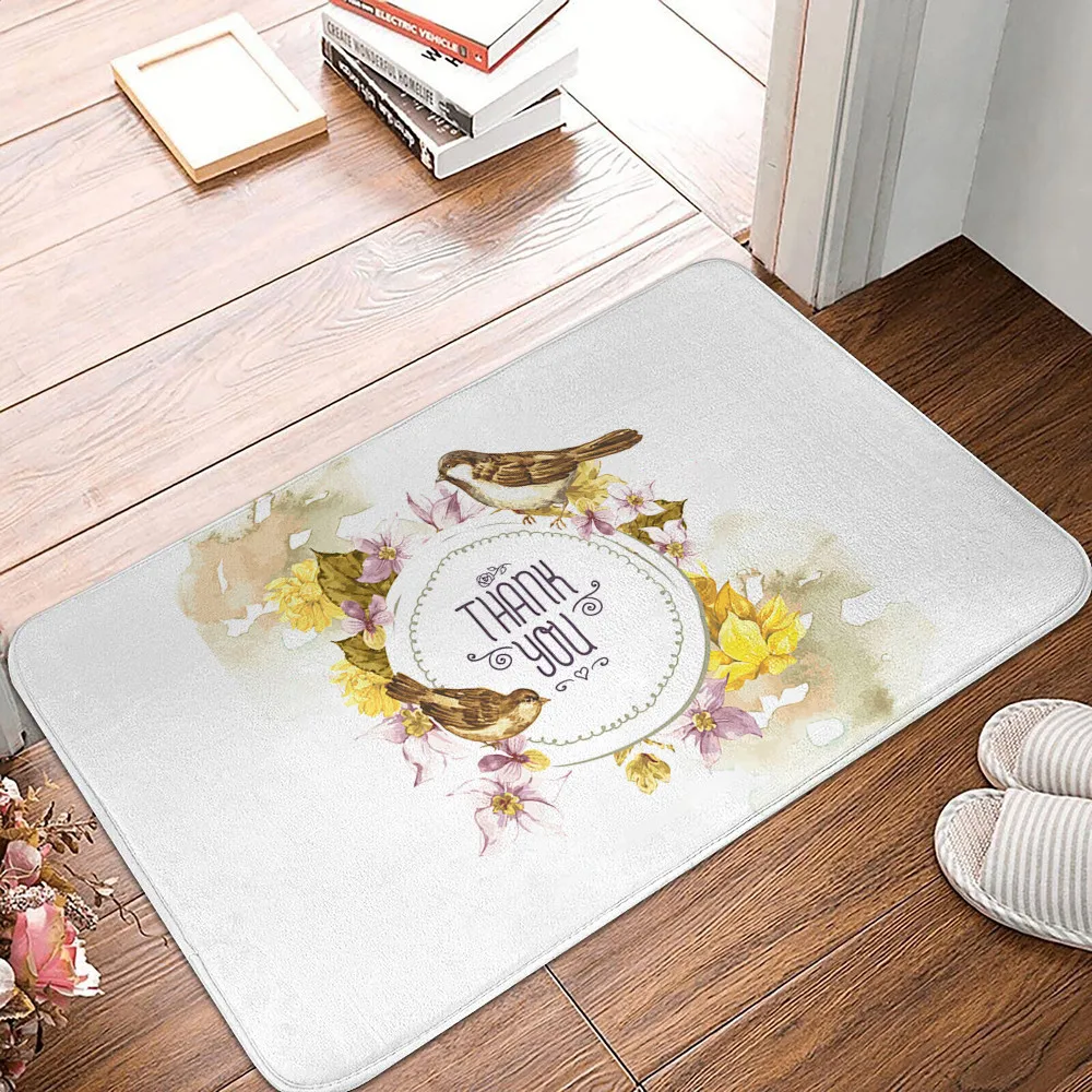 Retro Flower and Bird Rose Door Mat Floor  Living Room Rug Bathroom Kitchen Non-slip   Bedroom  Home Decoration