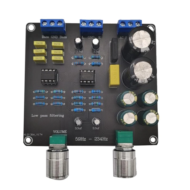 

3CGRO-59 Гц-234 Гц фильтр нижних частот Super Bass Crossover Board AC9V-12V Dual NE5532 Crossover Point Continuously Adjustable