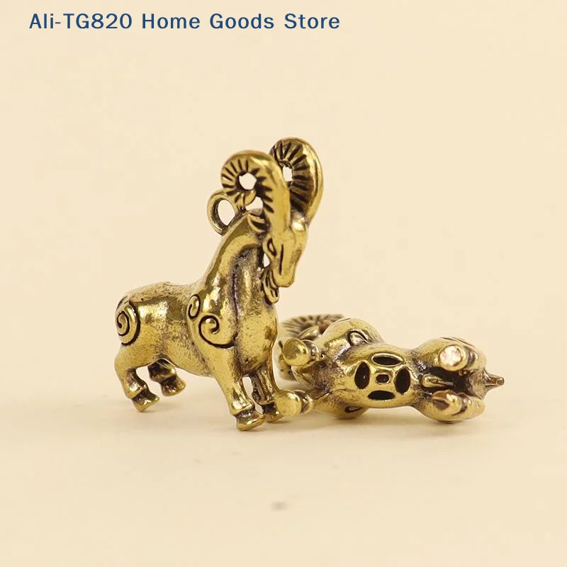 [TG820]Chinese Zodiac Goat Sculpture Sheep Figurine Brass Animal Statue Desktop Ornament Wealth Fengshui For Home Decor