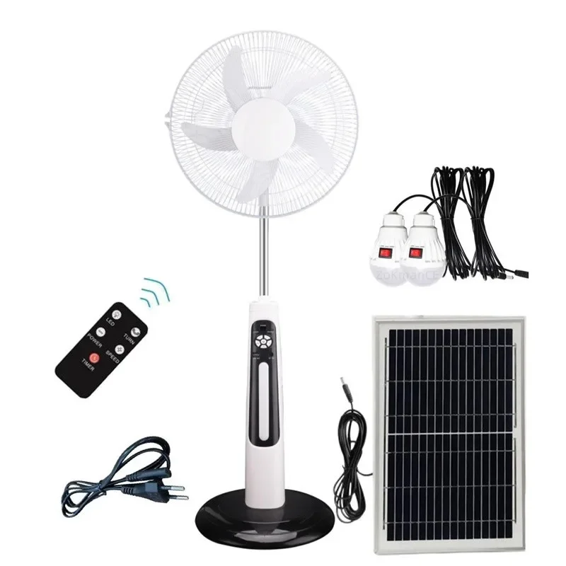 16'' Rechargeable Vertical Fan Solar Fan Outdoor Dual-use Portable Fan Battery Can Running 4-15 Hour with USB Output  Phone