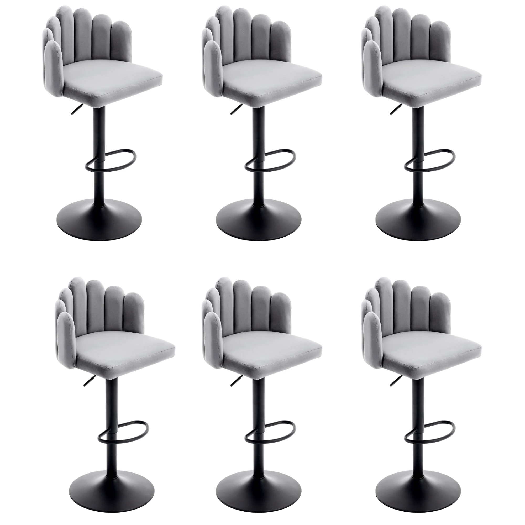 Velvet bar chairs set of 6 revolving bar chairs height adjustable chairs modern leisure chairs petals chairs footrest