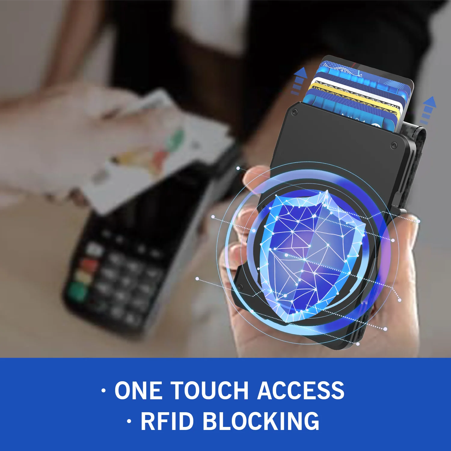 RFID Carbon Fiber Men's Wallet Anti-Theft Slim Wallet - Ultra Thin Smart Card Holder with Pop-Up Mechanism & Money Clip