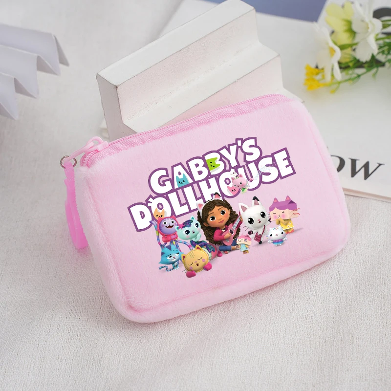 Gabby Dollhouses Plush Coin Purse Girls Cute Cartoon Mini Change Bag Kids Anime Fashion Storage Bag Printed Wallet Gifts