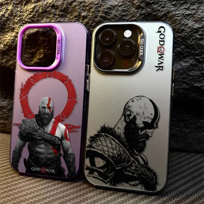 Deluxe G-God of War K-Kratos Cover For iPhone 17 16 15 14 13 12 11 Pro Max Plus Mini Colorful Silver Phone Case