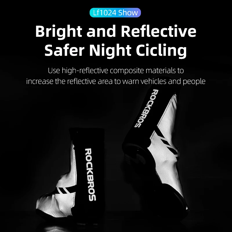 ROCKBROS Winter Waterproof Cycling Shoe Cover Reflective Thermal Elastic Rainproof Bike Overshoes Boot s