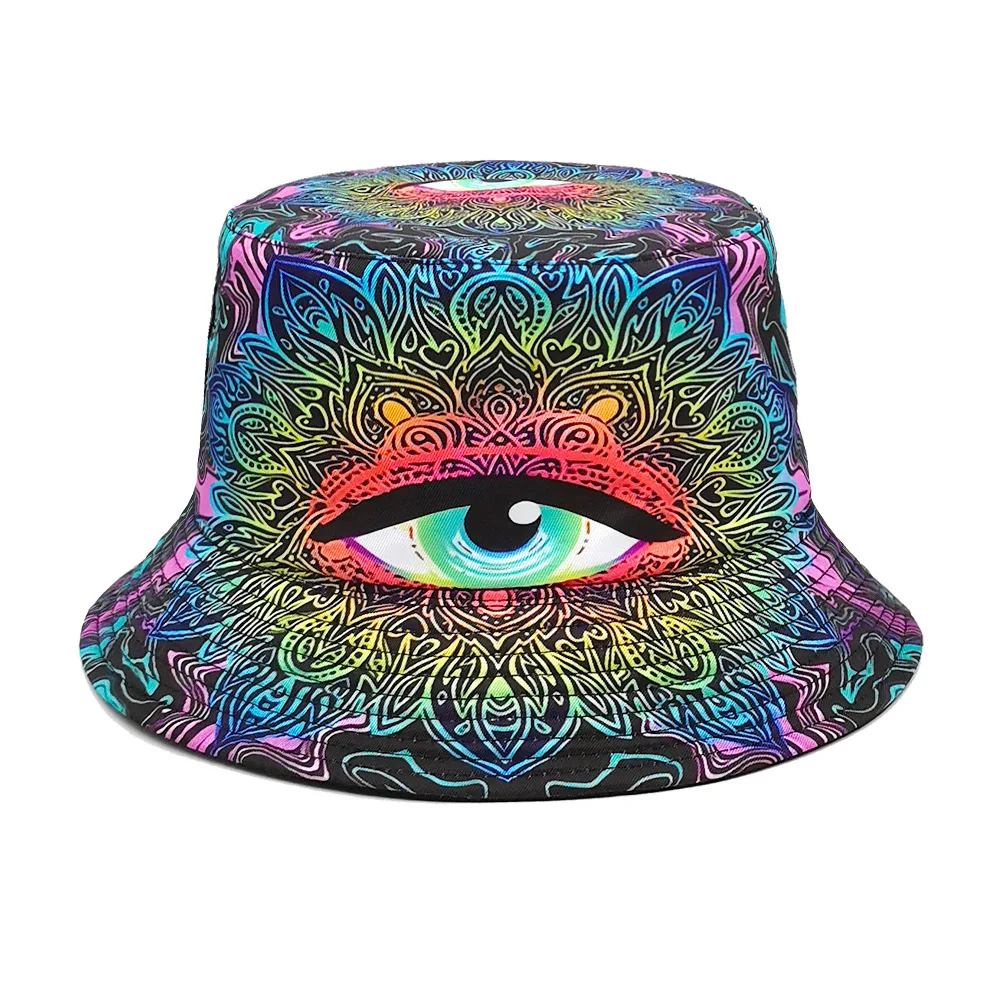 Punk Hippie Fisherman Hat, Reversible, Foldable Bucket Hat, Bright-Colored Bucket Hat, Unisex Outdoor Sports and Casual Fashion Sun Hat, Suitable for Festivals, Parties, and Adventures