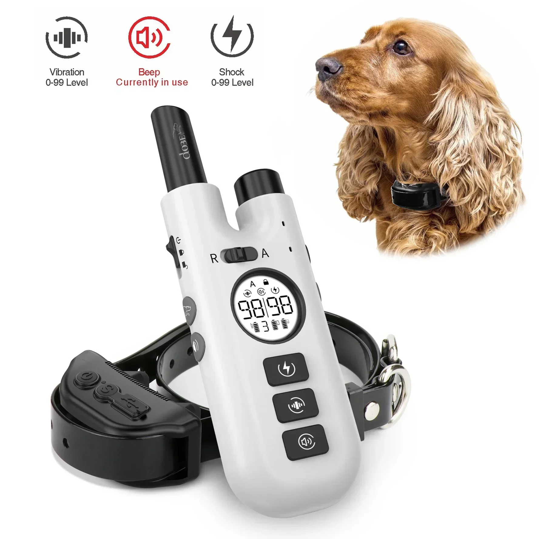 800M Electric Pet Puppy Dog Bark Stop Shock Collar, Dog Training Bark Collar, Rechargeable Remote Waterproof Dog Accessories