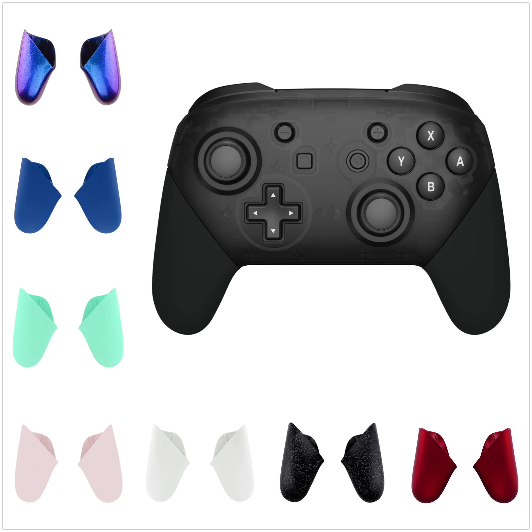 eXtremeRate Replacement Handle Grips Shell Accessories for Nintendo Switch Pro Controller - White