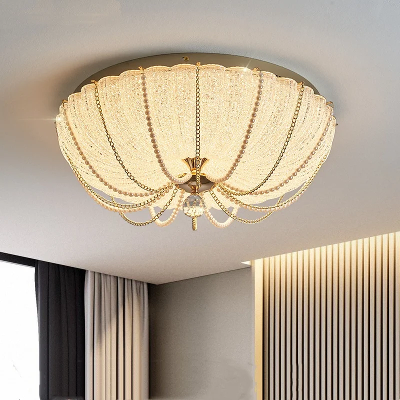Luxuriöse Europäische LED-Deckenleuchten Schlafzimmer Runde Kristall Dimmbare Wohnzimmer-Dekoration Innenbeleuchtung Lüster Montierte Leuchten