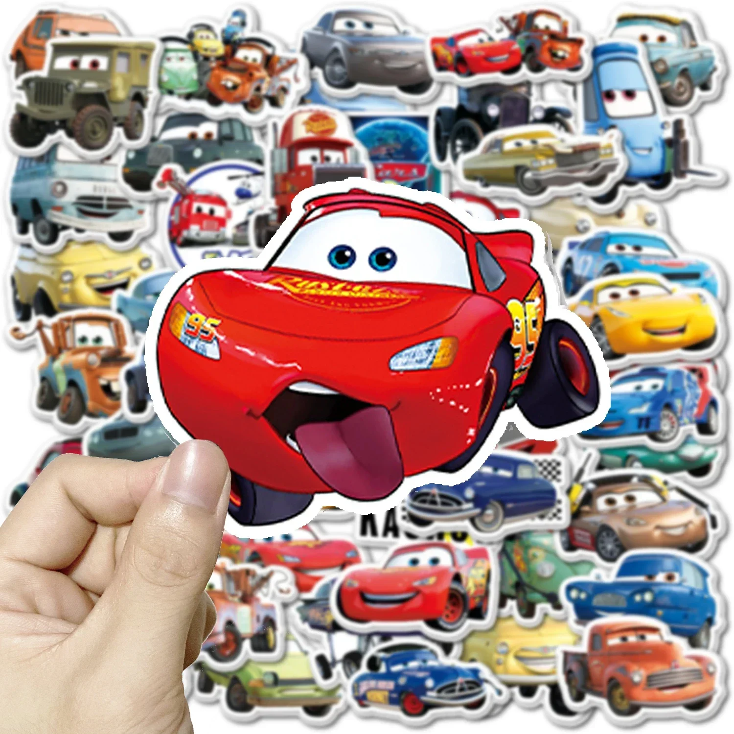 50pcs Kawaii Disney Anime Cars Stickers Cute Lightning Mcqueen Cartoon Decals Water Bottle Phone Notebook Graffiti Sticker