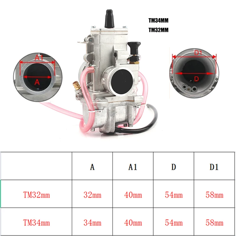 Motorcycle Quad Vent Carburetor Carb Flat Valve MIKUNI TM32 TM34 For 200cc - 400cc Racing   Spigot TM34-2 42-6100