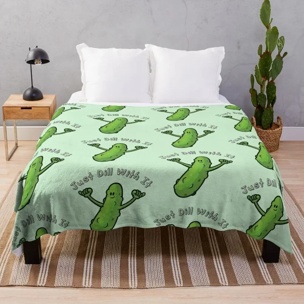 

Just Dill With It Funny Cartoon Pickle Throw Blanket Multi Use Warm Blanket for Living Room Bedroom