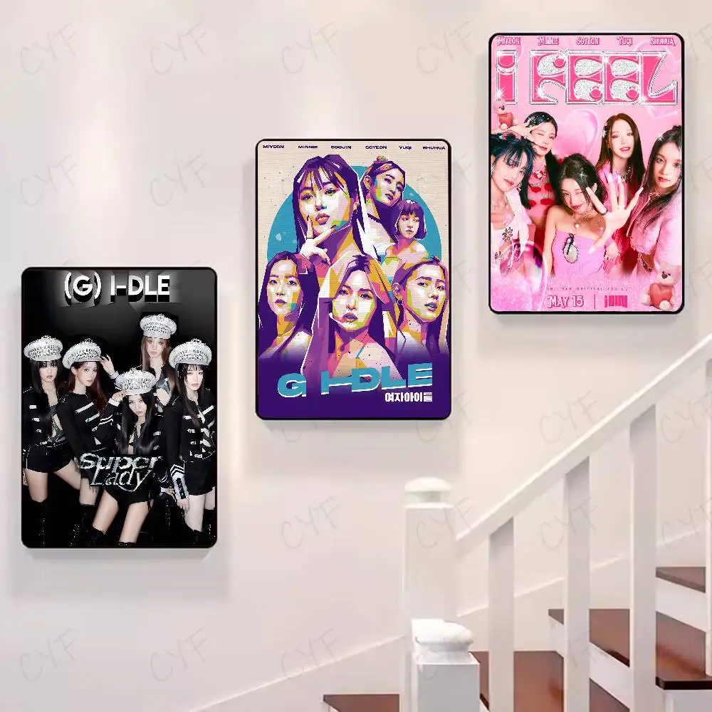 ملصق Kpop Girls G-GIDLE (G)I-DLE جدار لاصق مقاوم للماء لغرفة المعيشة المنزلية وغرفة النوم والديكور الجمالي #3