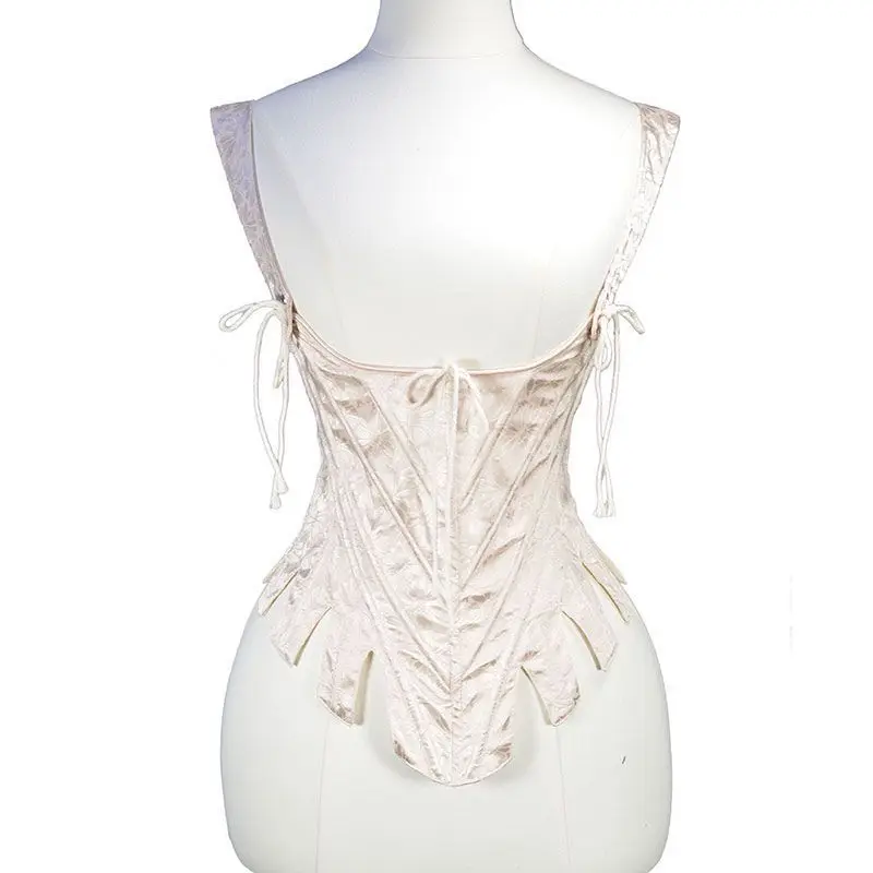 

Vintage Elegant Women Corset Top Lace-up Pink Luxury Sexy Bustier Palace Slimming Bodice Sleeveless Fashion Camisole