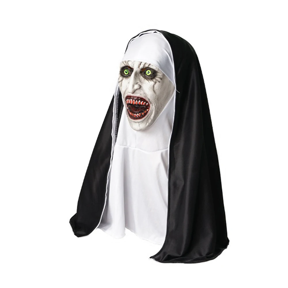 قناع راهبة مخيف للهالوين من The Conjuring 2 - أغطية رأس من اللاتكس للرعب للتنكر على وجه شبح مخيف للمزح
