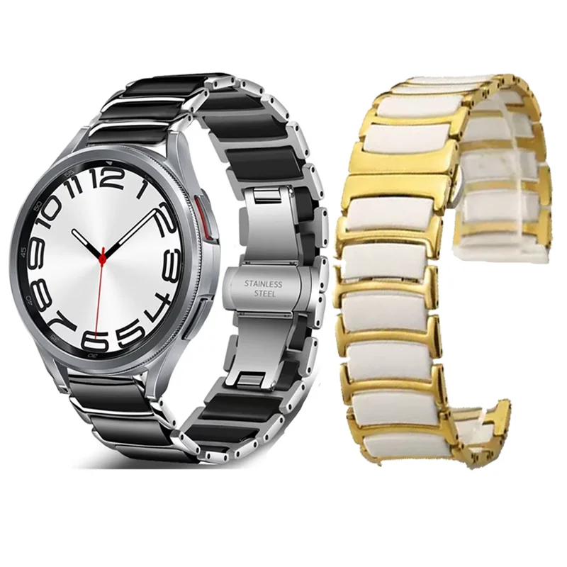 

Керамические + металлические ремешки 20 мм для Samsung Galaxy watch 7 6 5 4 40 мм 40 мм Роскошный браслет Galaxy Watch 6 Classic 47 мм 46 мм Ремни