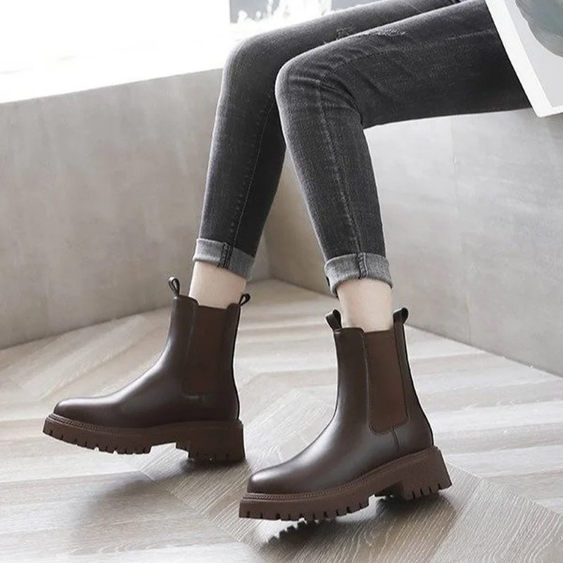 Pmwrun Women\'s 2022 Autumn and Winter New Sleeves Fashionable and Comfortable All-match women Boots Thick-soled Ankle Boots