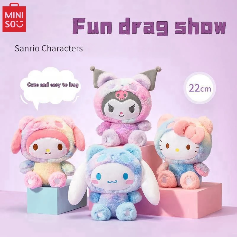 

MINISO Sanrio Colorful Plush Cross-dressing Doll Cinnamoroll/Kuromi Cartoon Peripheral Doll Pillow As A Birthday Gift for Girls