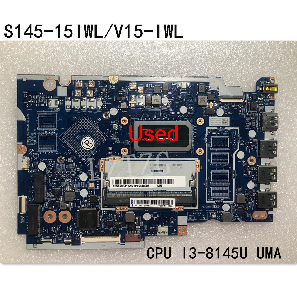 

Used For Lenovo Ideapad S145-15IWL/V15-IWL Laptop Motherboard mainboard With CPU I3-8145U UMA 0G FRU 5B20S41725 5B20S41726