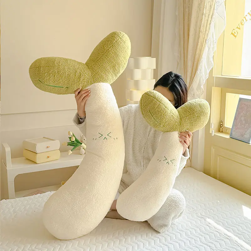 Bean Sprout Long Throw Pillow Bedroom Female Embrace Cushion Sleeping Side Leg Clipping Tool Lady Girls Decoration Bedside Decor