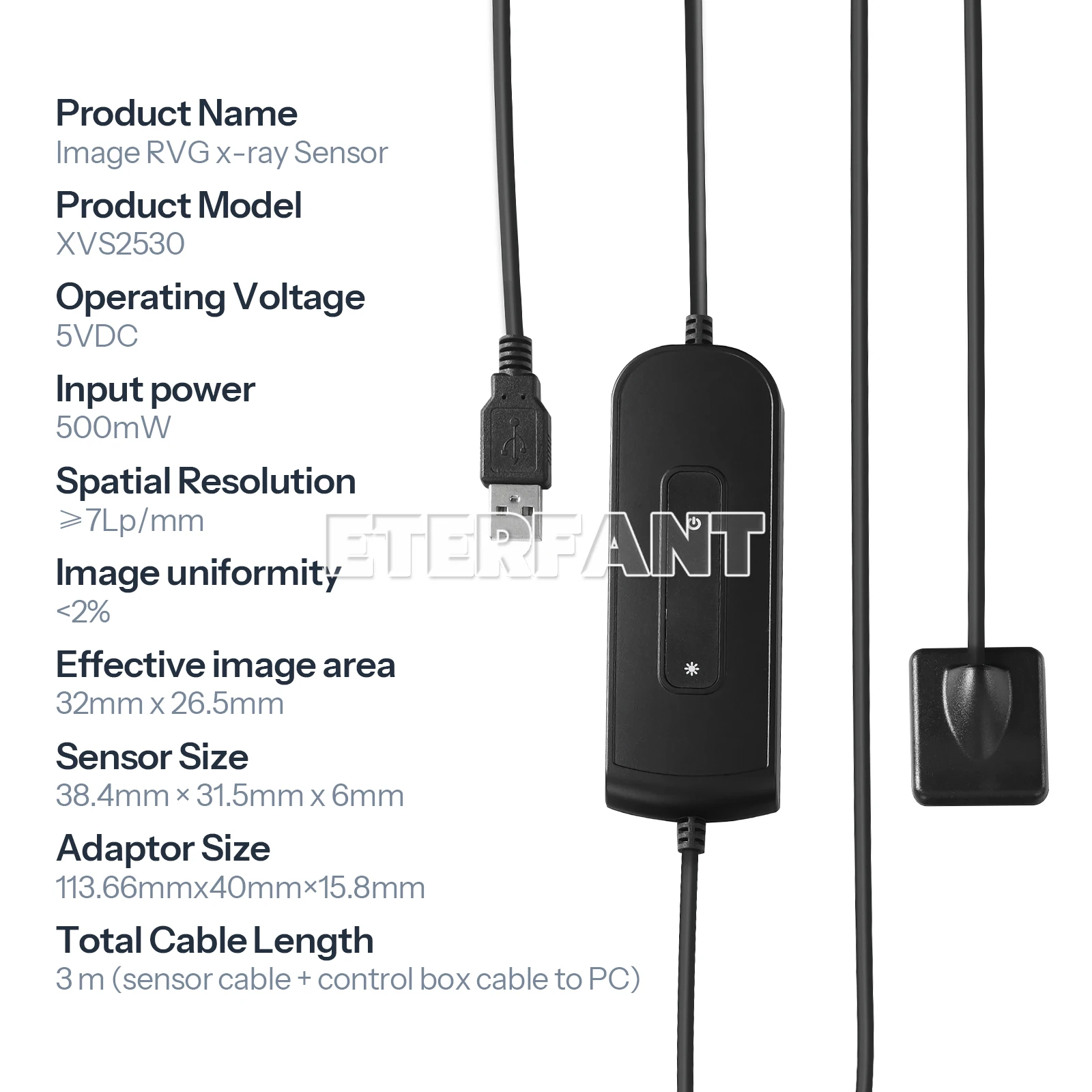 

ETERFANT Dental RVG Digital Sensor High-Frequency Intraoral Imaging System USB Cable Size 1.5