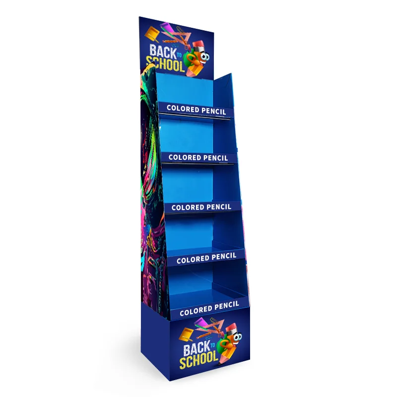custom.Custom Retail Promotion Stackable Standing Point of Sale Back School Corrugated Cardboard Display Stand Rack