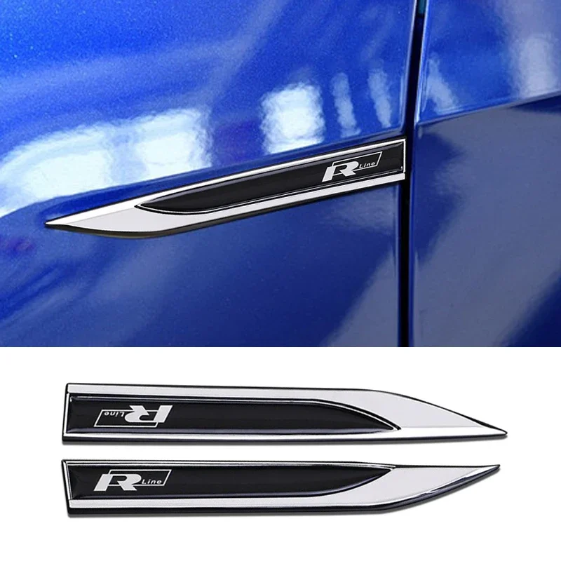 2pcs 3D Metal Rline R line Logo Car Fender Side Wing Emblem Badge Sticker For VW Golf 7 MK7 Golf 6 MK6 Tiguan Polo CC Jetta