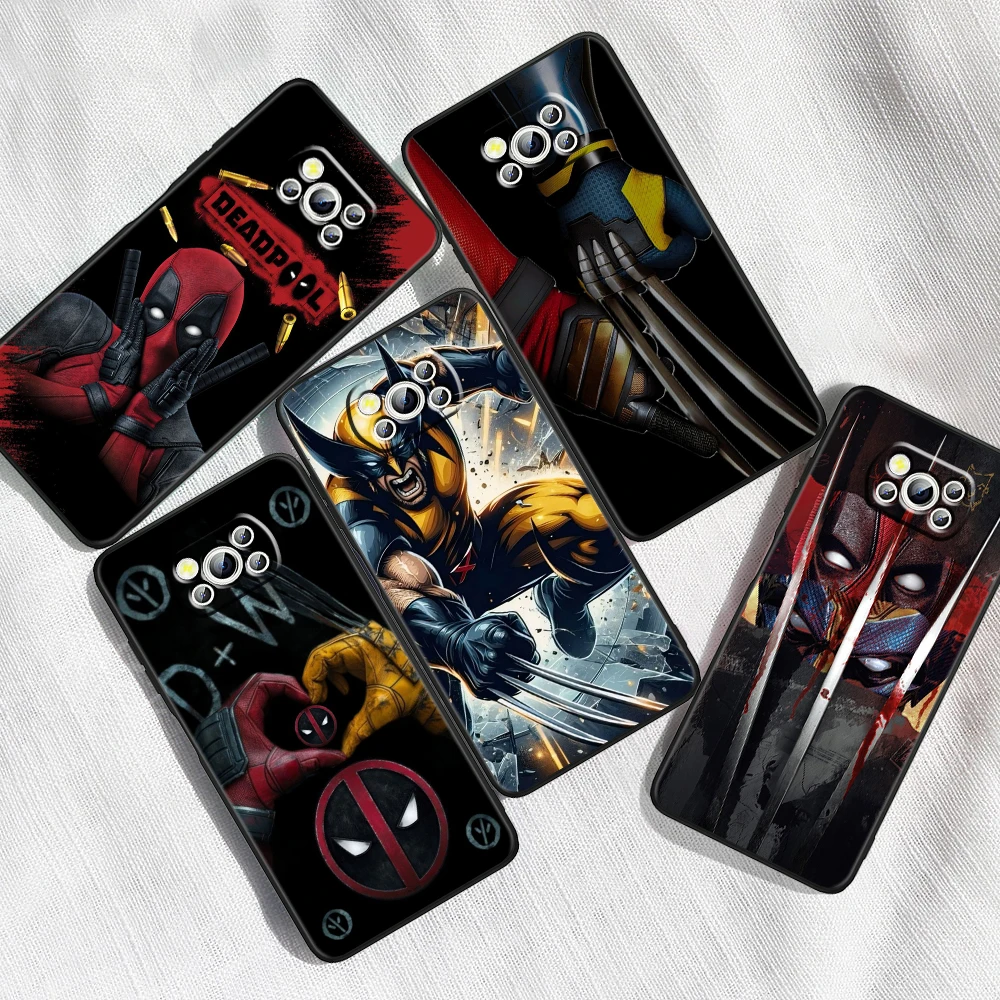 Marvel Wolverine Deadpool Love For Xiaomi Mi Poco F5 F4 F3 X6 X5 X4 X3 M6 M5 M5S M4 M3 C65 Pro GT NFC 5G Black Soft Phone Case