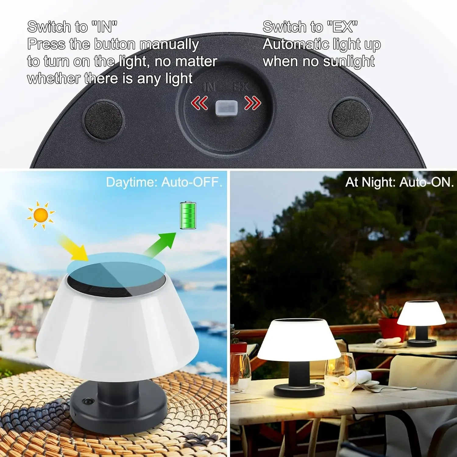 Imagem -05 - Portátil Outdoor Solar Led Table Lamp Lâmpadas sem Fio Luzes Modelos Lanterna Recarregável Pátio Jardim