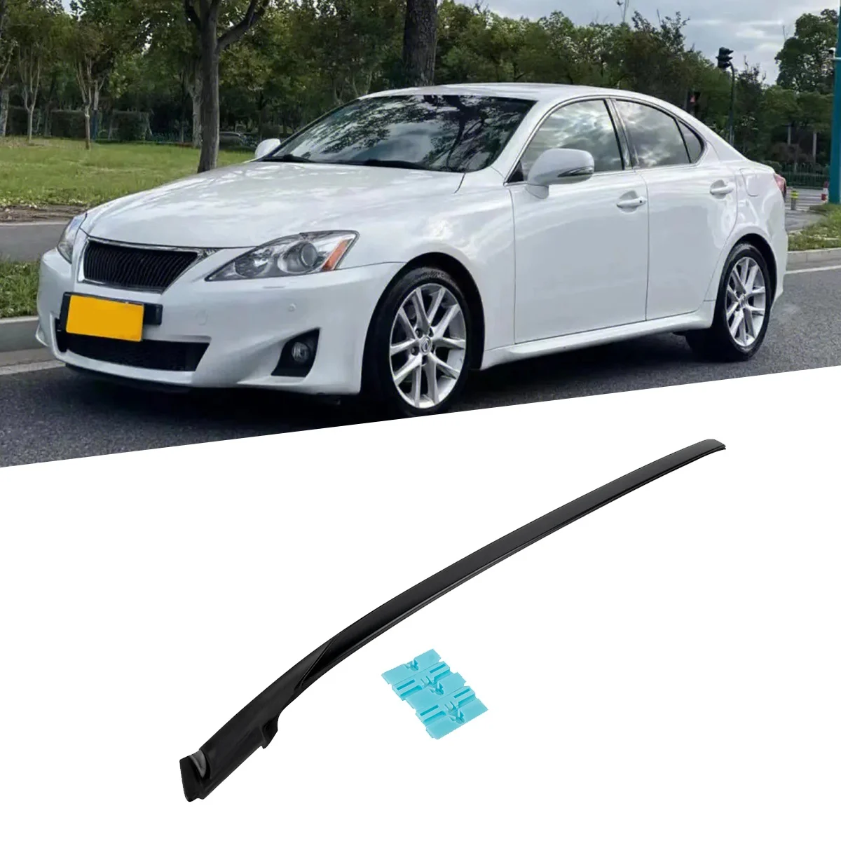 1Pair Car Windshield Pillar Molding with Clips Kit for Lexus IS F IS200D IS250 IS300 IS350 06-13 Outer Protective Strip