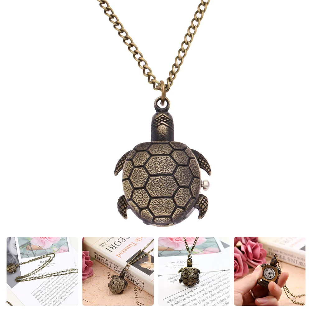 

Quartz Watches Turtle Pattern Pocket Design Retro for Gift Digital