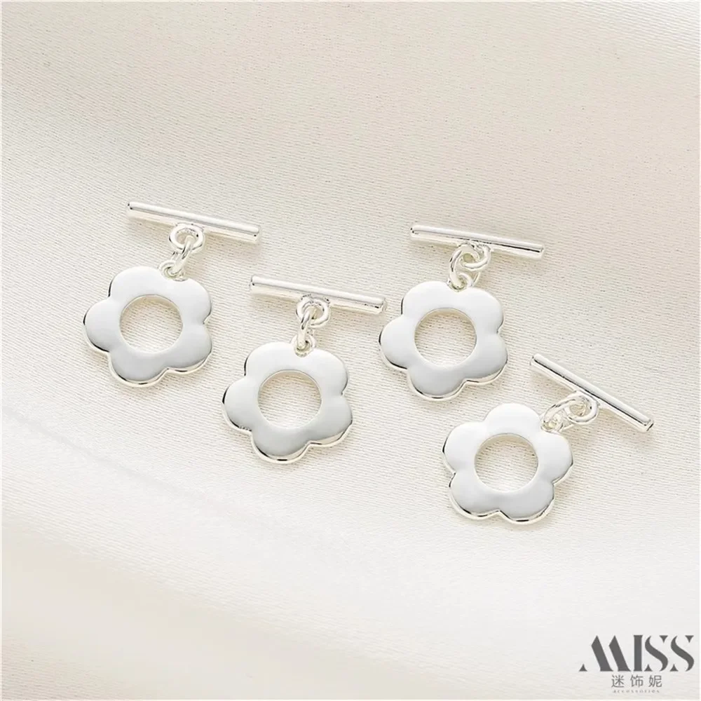 14K Package Gold Color Silver Plum Blossom OT Buckle DIY Handmade Bracelet Necklace Ending Connection Buckle Accessories