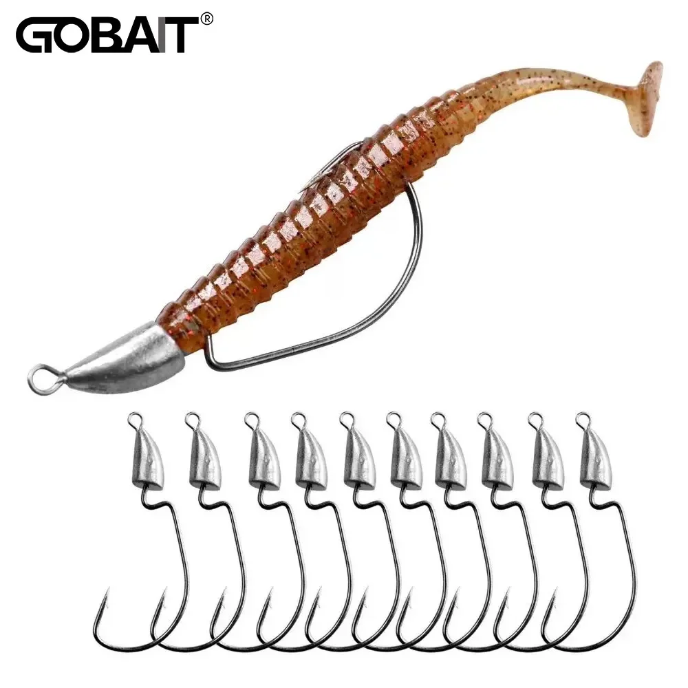10 pièces tête de gabarit en métal crochet à vis sans fin 3.5g 7g 10g 20g poids manivelle hameçons équipement plombs Pesca pour leurre Texas plate-forme Kit de matériel de pêche