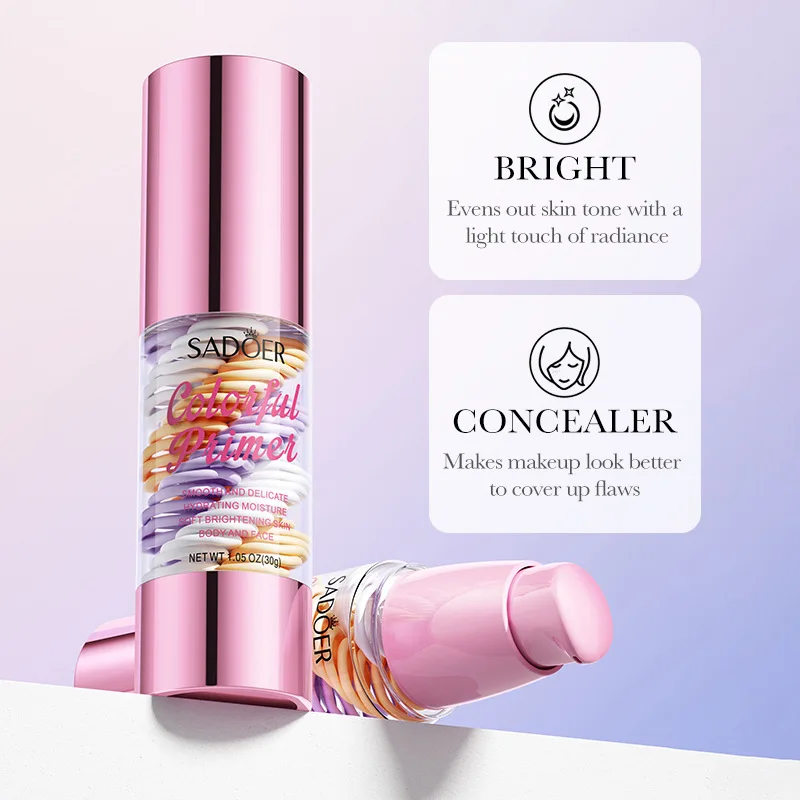 

Tricolor Rainbow Isolation Cream Grooming Concealer Refreshing Makeup Primer Brighten Whiten Skin Thin and Light Fitting