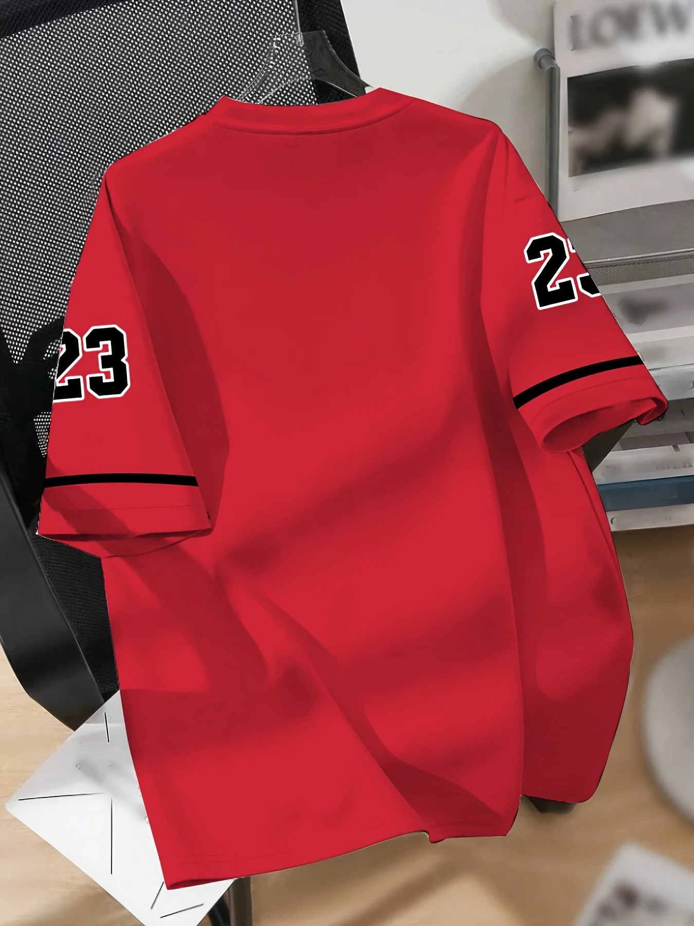 تي شيرت لوس أنجلوس 23 لكرة السلة للرجال برقبة على شكل حرف V وأكمام قصيرة كاجوال ورياضي بطباعة رقمية #6