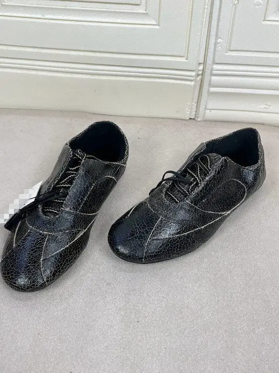 

Модный цветной ретро-плоский бот с круглым носком, женские лоферы для поездок на работу, синтетическая кожа, внутренняя дышащая повседневная одежда