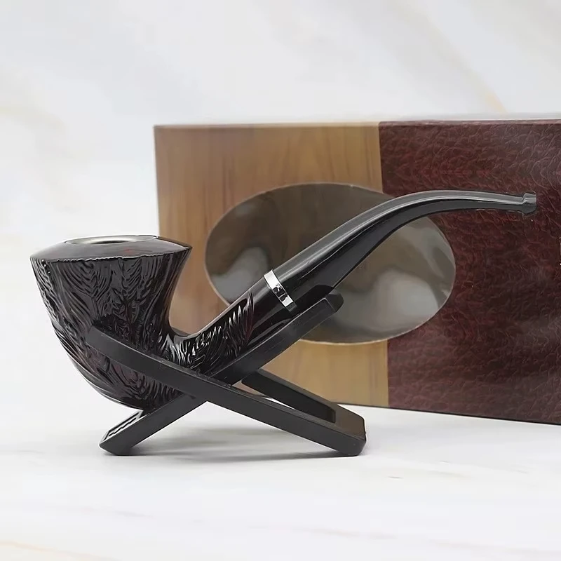 

2026 New 1pcs Classic Curved Engraving Pipe Chimney Filter Smoking Pipes Tobacco Pipe Cigar Grinder Smoke Mouthpiece