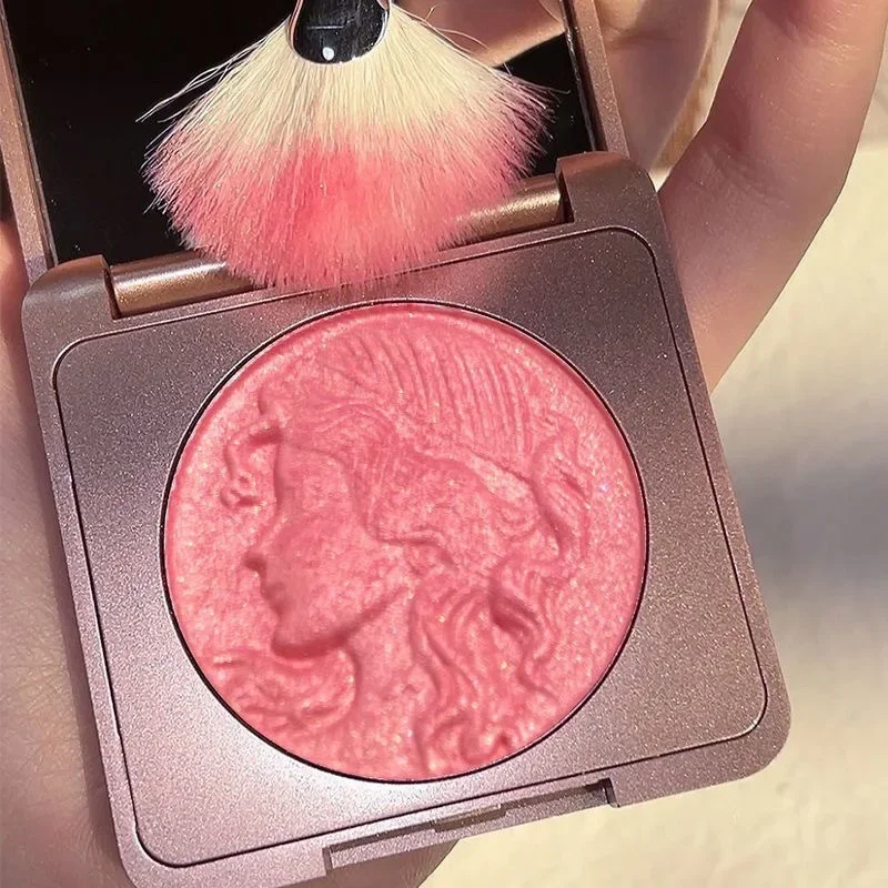 Highlighter Embossed Blush Glitter Facial Long-Lasting Shimmer Powder Pink Coral Rouged For Cheeks Eyeshadow Smooth Cosmetics