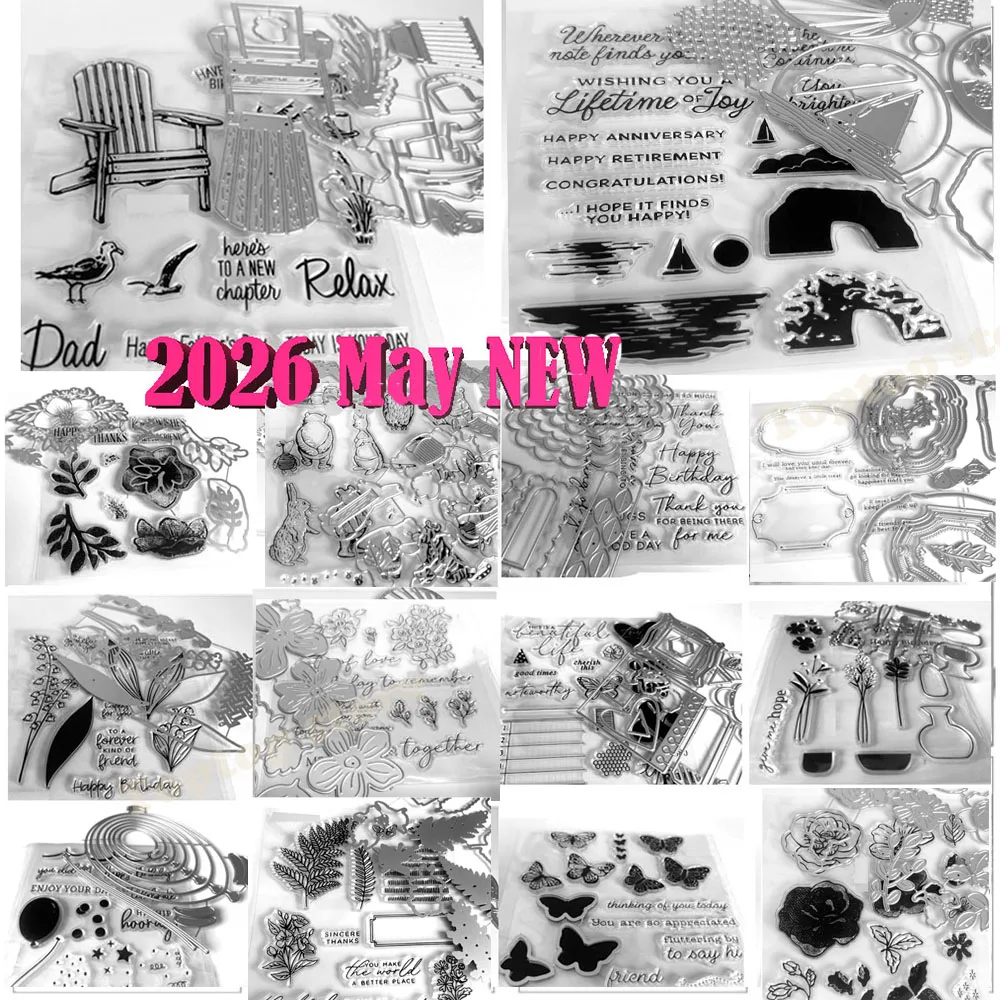 Thanks Flowers Stamps And Dies 2026 New Arrivals For Scrapbook And Stamping Albums Card Stencils Wish French Kids Craft